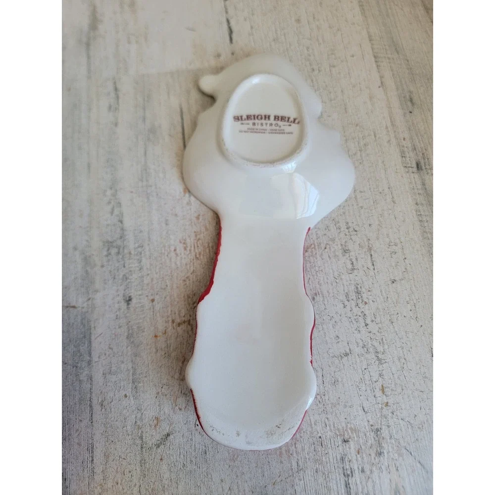 Bistro sleigh bell ceramic spoon rest Xmas kitchen accessory home decor